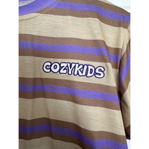 Blvucci Purple/Tan Brown COZY KIDS Streetwear T-Shirt - Size Medium - Picture 3 of 4